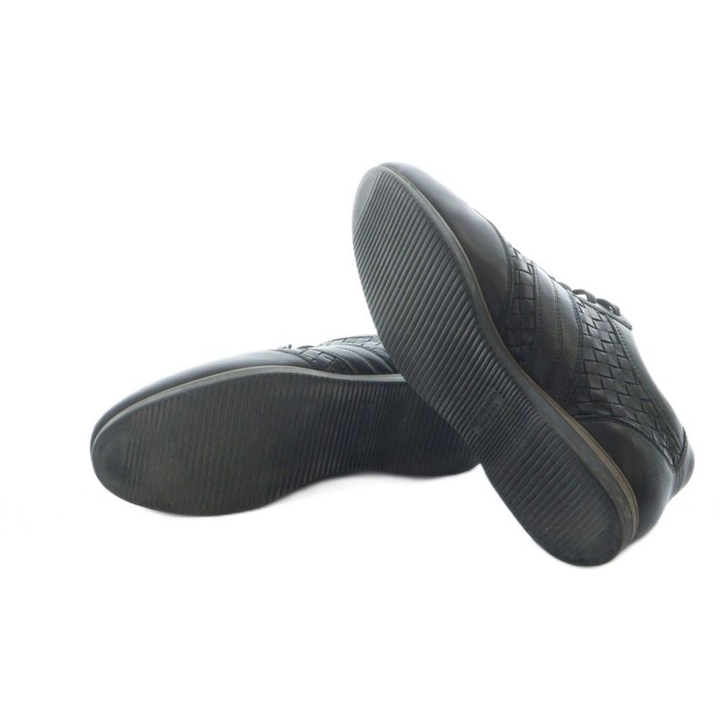 Bottega Veneta Intrecciato Low Cut Sneakers Shoes Leather Logo Black • Gy19 Mq