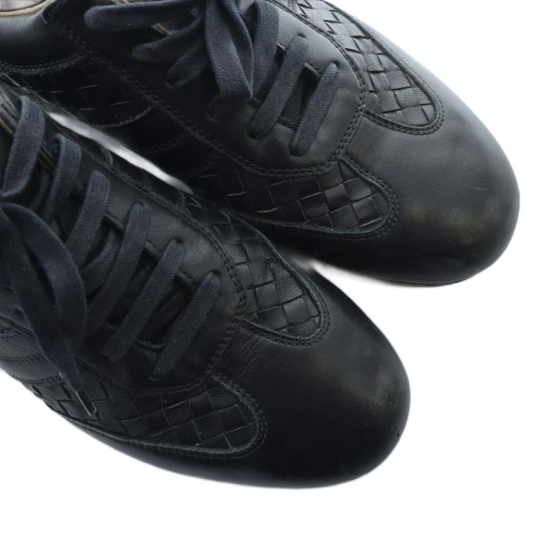 Bottega Veneta Intrecciato Low Cut Sneakers Shoes Leather Logo Black • Gy19 Mq