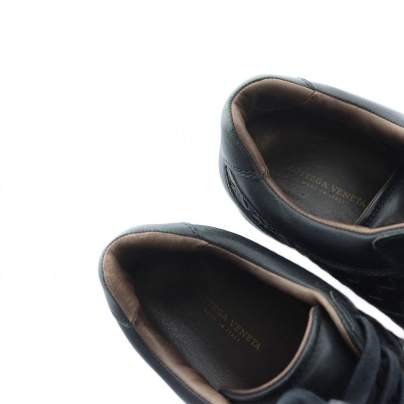 Bottega Veneta Intrecciato Low Cut Sneakers Shoes Leather Logo Black • Gy19 Mq