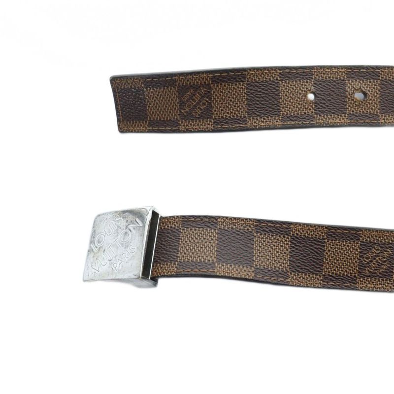 Louis Vuitton Damier Sainteur Carre Belt M6881w Leather Logo Silver Hardware 85