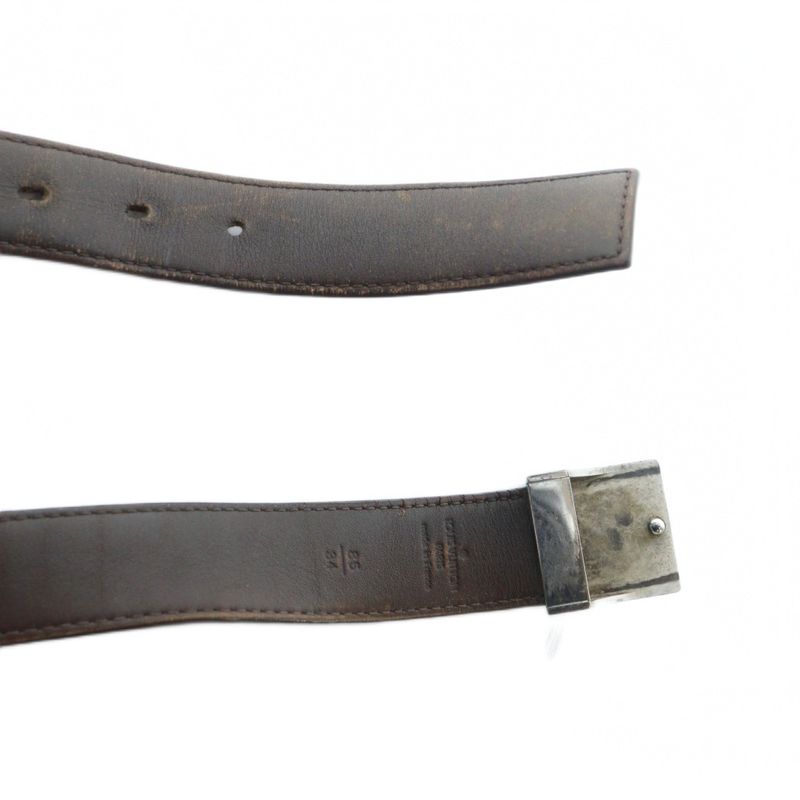Louis Vuitton Damier Sainteur Carre Belt M6881w Leather Logo Silver Hardware 85