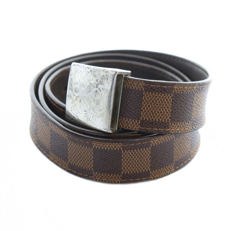 Louis Vuitton Damier Sainteur Carre Belt M6881w Leather Logo Silver Hardware 85