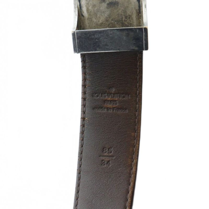 Louis Vuitton Damier Sainteur Carre Belt M6881w Leather Logo Silver Hardware 85