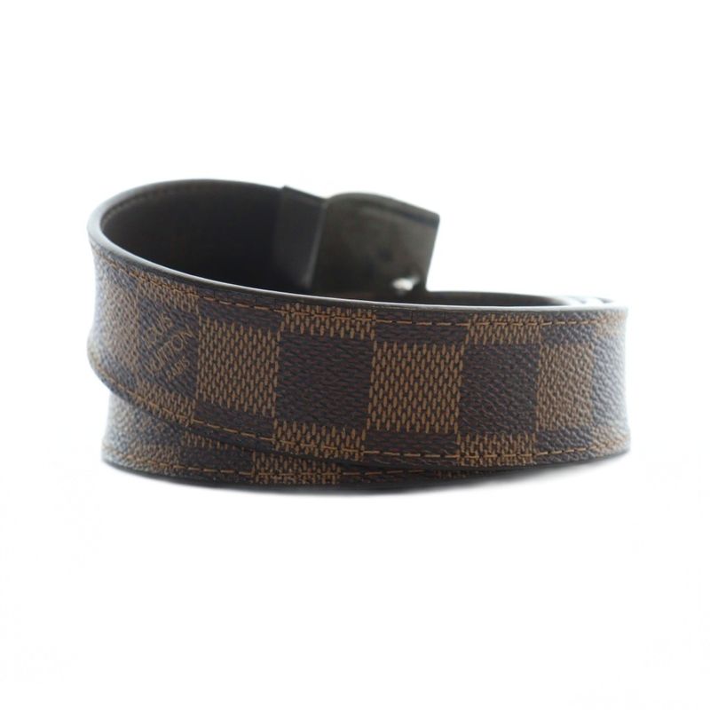 Louis Vuitton Damier Sainteur Carre Belt M6881w Leather Logo Silver Hardware 85