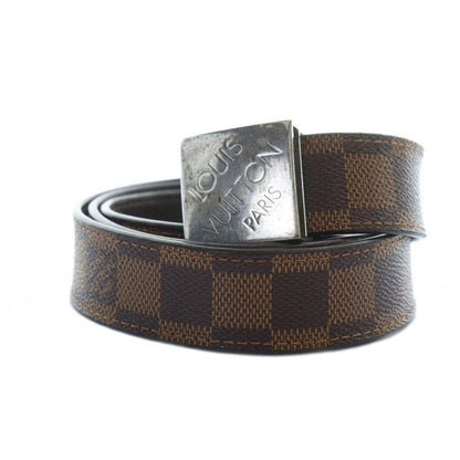 Louis Vuitton Damier Sainteur Carre Belt M6881w Leather Logo Silver Hardware 85