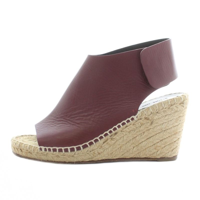 Celine Phoebe Period Sandals Espadrilles Leather Open Toe Wedge Sole 36 23cm