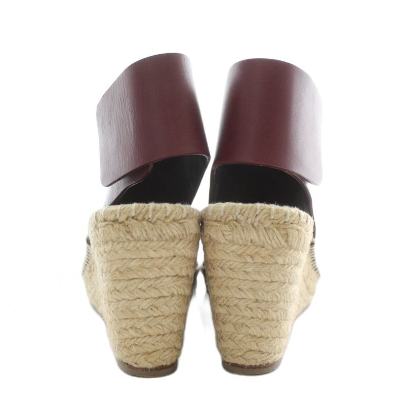 Celine Phoebe Period Sandals Espadrilles Leather Open Toe Wedge Sole 36 23cm