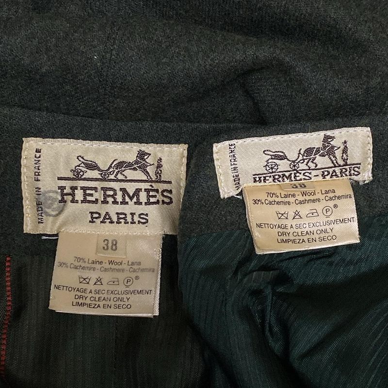Hermes Skirt Setup Size 38 M Women's - Dark Green Wool Cashmere