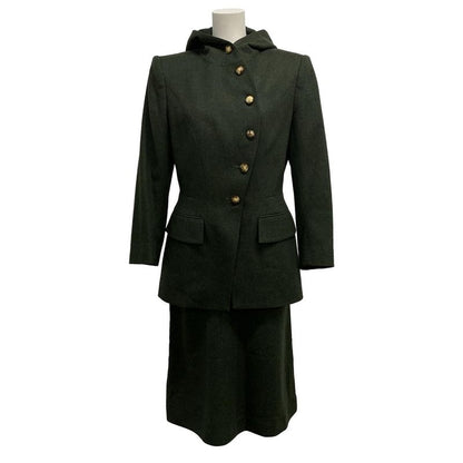 Hermes Skirt Setup Size 38 M Women's - Dark Green Wool Cashmere