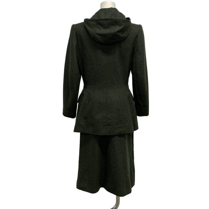 Hermes Skirt Setup Size 38 M Women's - Dark Green Wool Cashmere