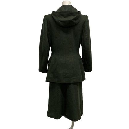 Hermes Skirt Setup Size 38 M Women's - Dark Green Wool Cashmere