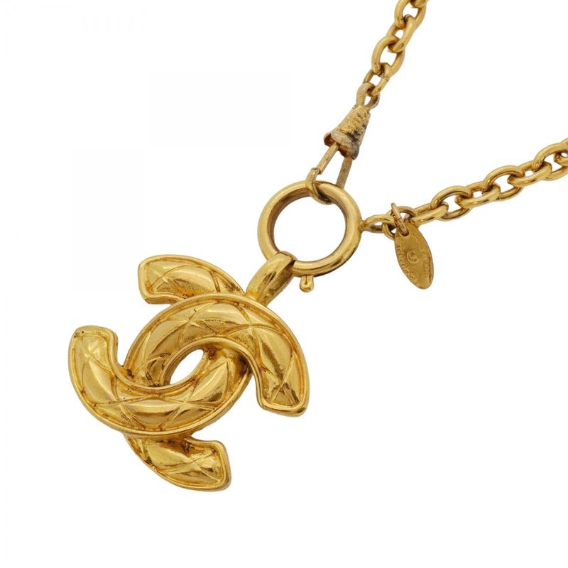 Chanel Necklace Vintage Coco Mark Matelasse GP Plated Gold Ladies