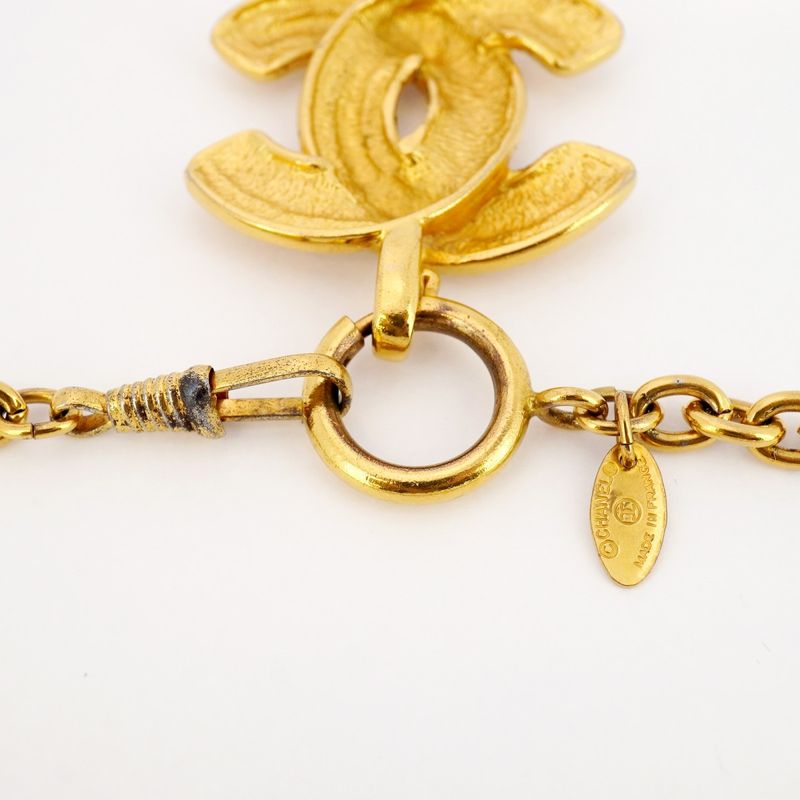 Chanel Necklace Vintage Coco Mark Matelasse GP Plated Gold Ladies