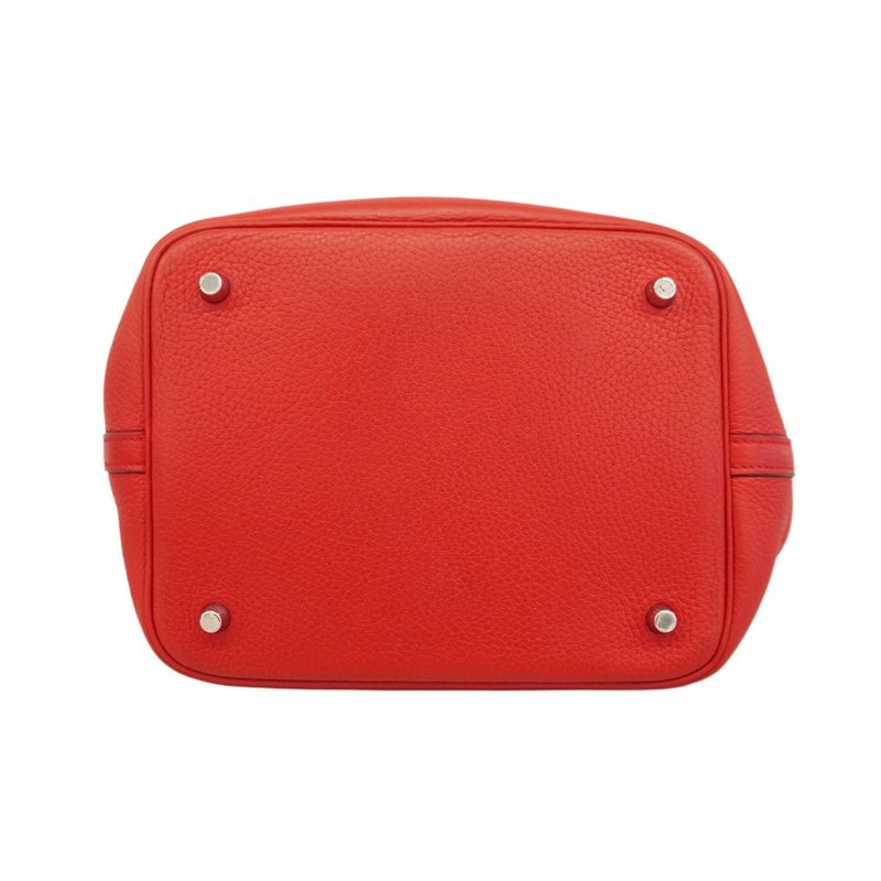 Hermes Handbag Picotan Lock MM Taurillon Clemence Rouge Cazac Silver Hardware C