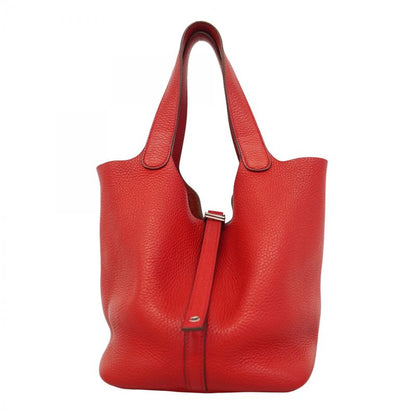 Hermes Handbag Picotan Lock MM Taurillon Clemence Rouge Cazac Silver Hardware C