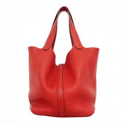 Hermes Handbag Picotan Lock MM Taurillon Clemence Rouge Cazac Silver Hardware C