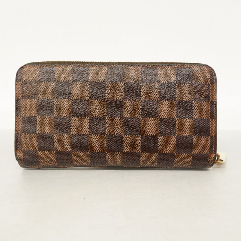 Louis Vuitton Long Wallet Damier Zippy Wallet N60015 Ebene Men's Women's Unisex