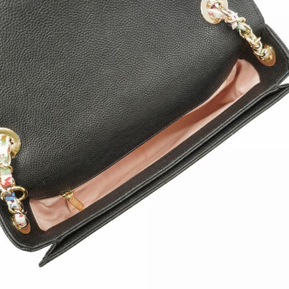 Chanel Handbag Matelasse Caviar Skin Black Gold Hardware 2way Bag Ladies