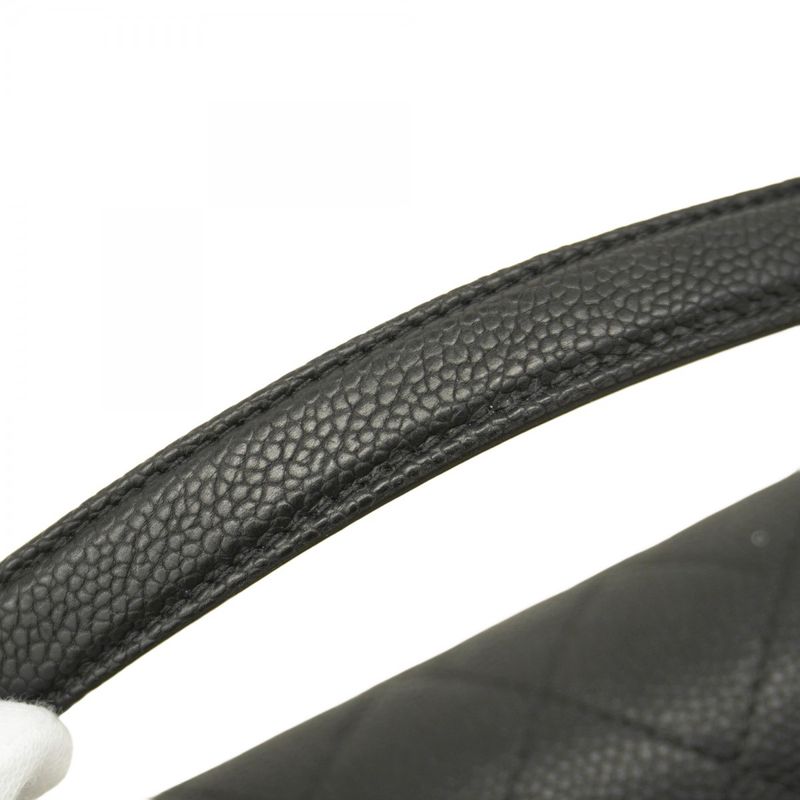 Chanel Handbag Matelasse Caviar Skin Black Gold Hardware 2way Bag Ladies