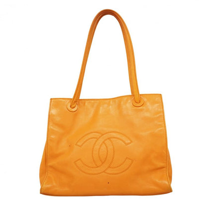 Chanel Tote Bag Lambskin Orange Gold Hardware Women's