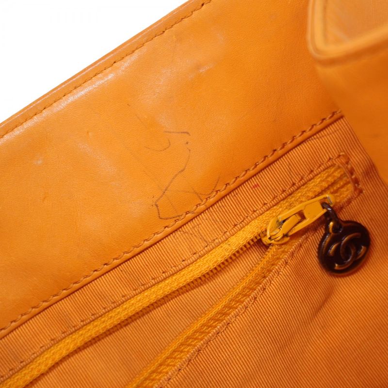 Chanel Tote Bag Lambskin Orange Gold Hardware Women's