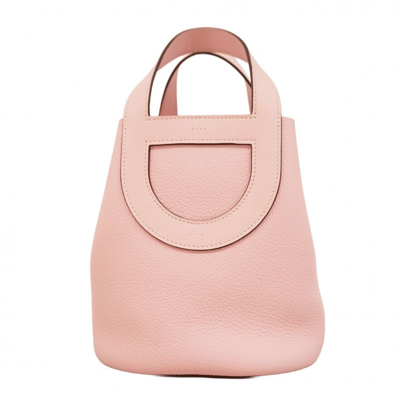 Hermes Handbag in the Loop 18 Taurillon Clemence Swift Rose Sakura Silver