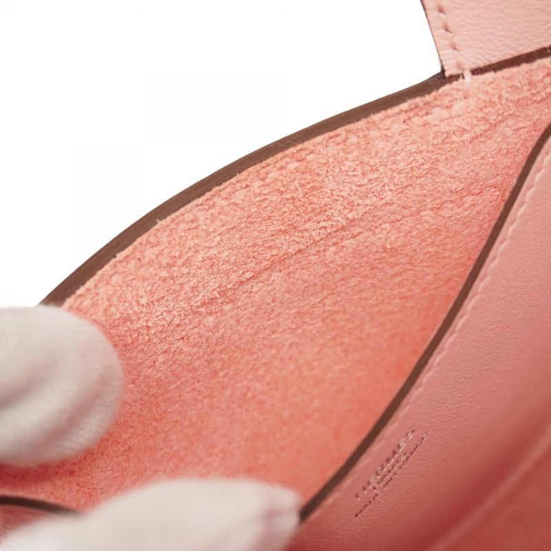 Hermes Handbag in the Loop 18 Taurillon Clemence Swift Rose Sakura Silver