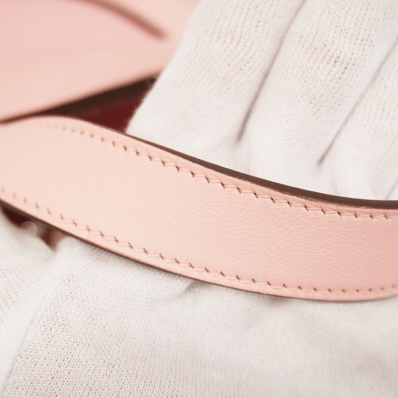 Hermes Handbag in the Loop 18 Taurillon Clemence Swift Rose Sakura Silver