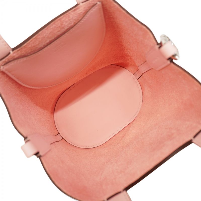 Hermes Handbag in the Loop 18 Taurillon Clemence Swift Rose Sakura Silver
