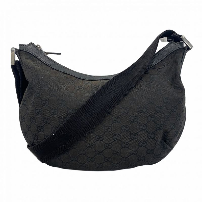 Gucci Shoulder Bag GG Canvas 181092 Canvas Black Silver Hardware Women's