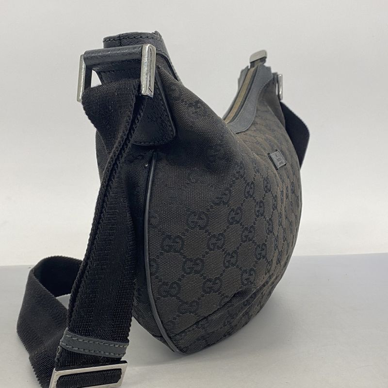 Gucci Shoulder Bag GG Canvas 181092 Canvas Black Silver Hardware Women's