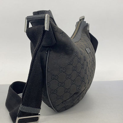 Gucci Shoulder Bag GG Canvas 181092 Canvas Black Silver Hardware Women's