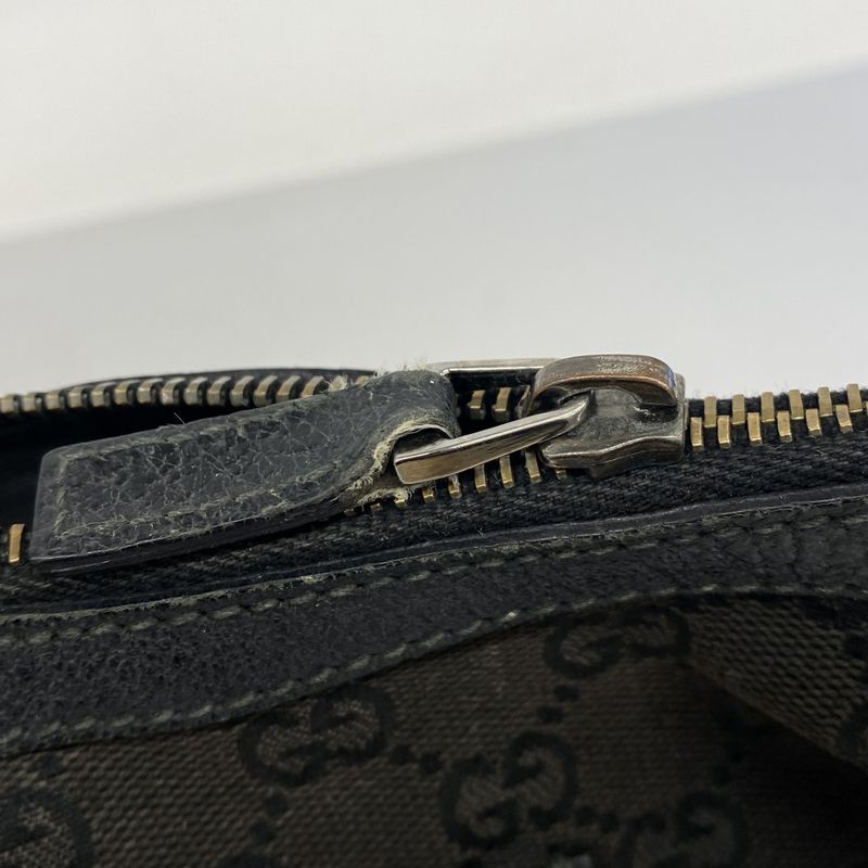 Gucci Shoulder Bag GG Canvas 181092 Canvas Black Silver Hardware Women's