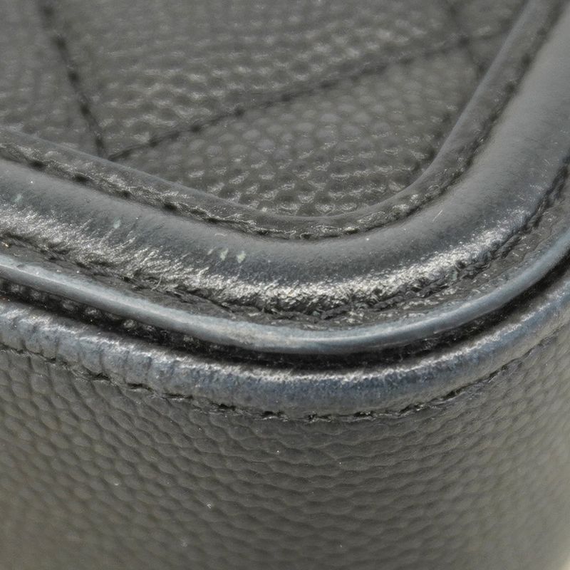 Chanel Shoulder Wallet CC Filigree Caviar Skin Black Gold Hardware Women's