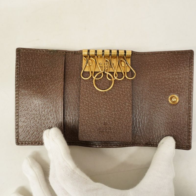 Gucci Key Case Ophidia 603732 PVC Brown Ladies