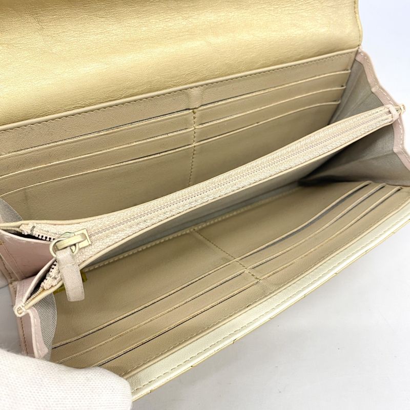 Chanel Long Wallet Matelasse Leather Beige Gold Hardware Women's