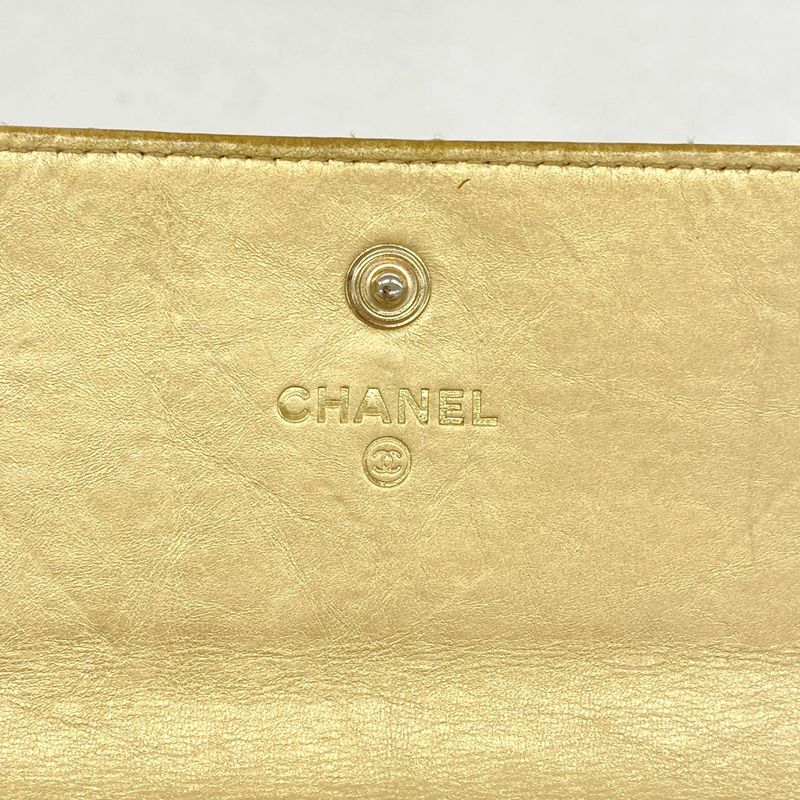 Chanel Long Wallet Matelasse Leather Beige Gold Hardware Women's