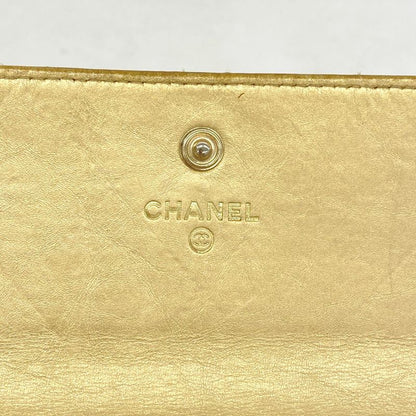 Chanel Long Wallet Matelasse Leather Beige Gold Hardware Women's