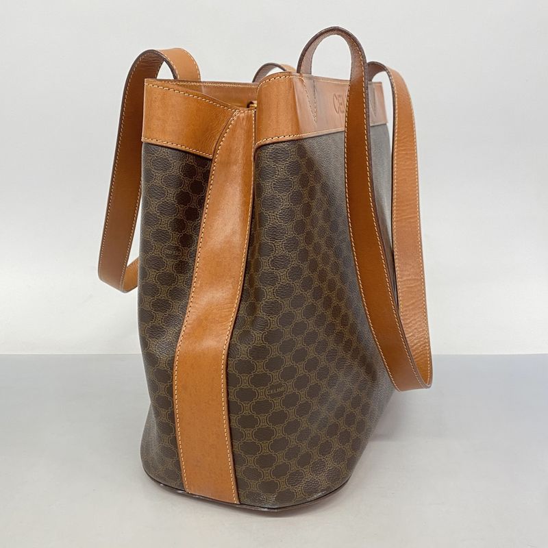 Celine Tote Bag Macadam PVC Brown Gold Hardware Women's