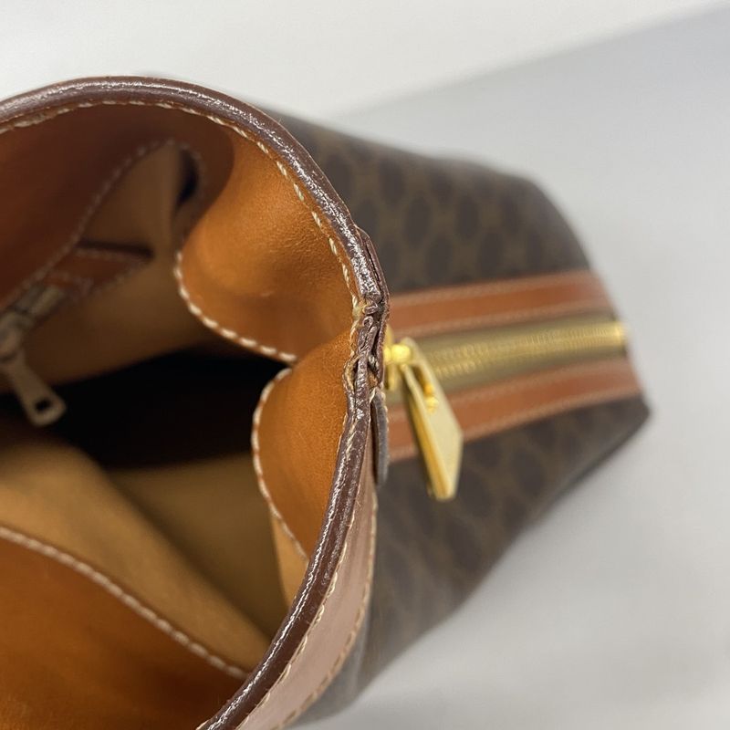 Celine Tote Bag Macadam PVC Brown Gold Hardware Women's