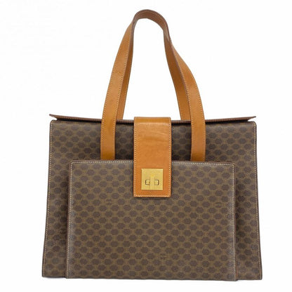 Celine Tote Bag Macadam PVC Brown Gold Hardware Women's