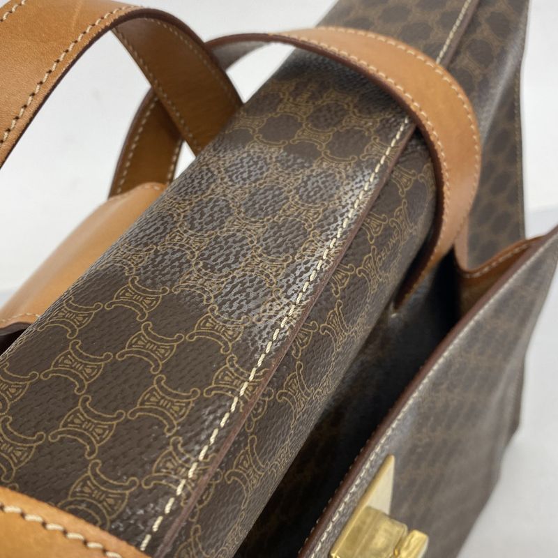 Celine Tote Bag Macadam PVC Brown Gold Hardware Women's
