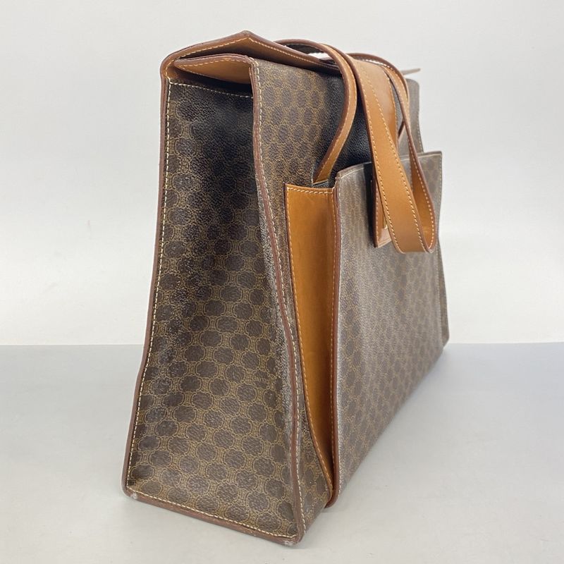 Celine Tote Bag Macadam PVC Brown Gold Hardware Women's