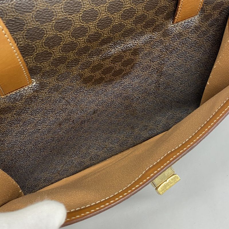 Celine Tote Bag Macadam PVC Brown Gold Hardware Women's