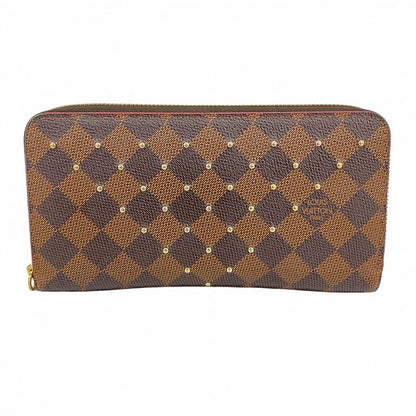 Louis Vuitton Long Wallet Damier Studded Zippy Wallet N60122 Ebene Threes Ladies