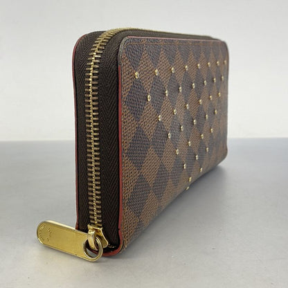 Louis Vuitton Long Wallet Damier Studded Zippy Wallet N60122 Ebene Threes Ladies