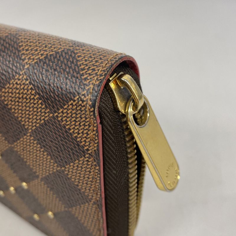 Louis Vuitton Long Wallet Damier Studded Zippy Wallet N60122 Ebene Threes Ladies