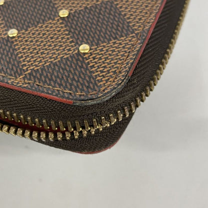 Louis Vuitton Long Wallet Damier Studded Zippy Wallet N60122 Ebene Threes Ladies