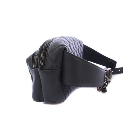 Chanel Matelasse Waist Bag Body Bag Coco Mark Calf Leather Gray A57887 26th KH