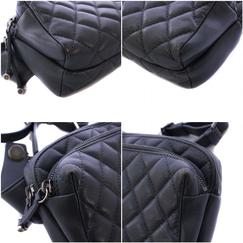 Chanel Matelasse Waist Bag Body Bag Coco Mark Calf Leather Gray A57887 26th KH